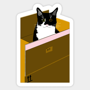 Cat in a box Cute Tuxedo Cat I can fit Copyright by TeAnne Sticker